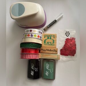 Punch, Crafting Ribbon and Ink Pad Set